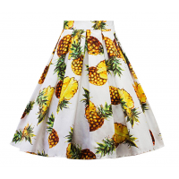Retro Cotton Floral Print Pleated Skirt High Waist (4) TL